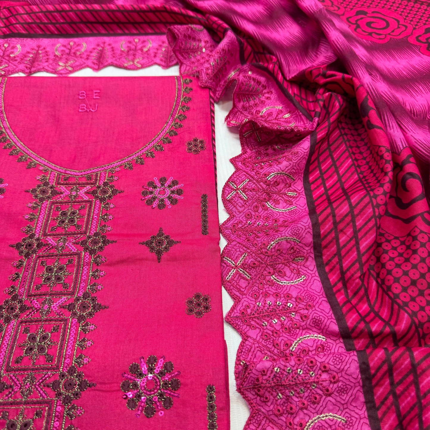 Bin Saeed Printed Embroidered 3PC Memon Clothes