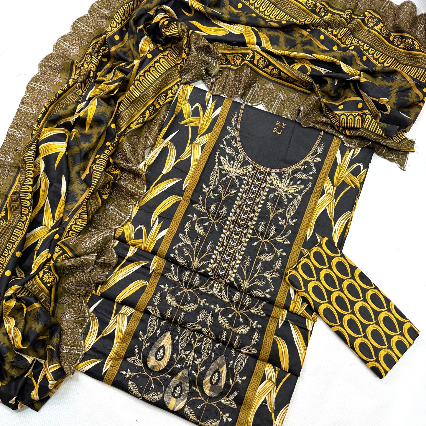 Bin Saeed Printed Embroidered 3PC Memon Clothes