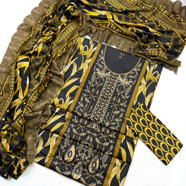 Bin Saeed Printed Embroidered 3PC Memon Clothes