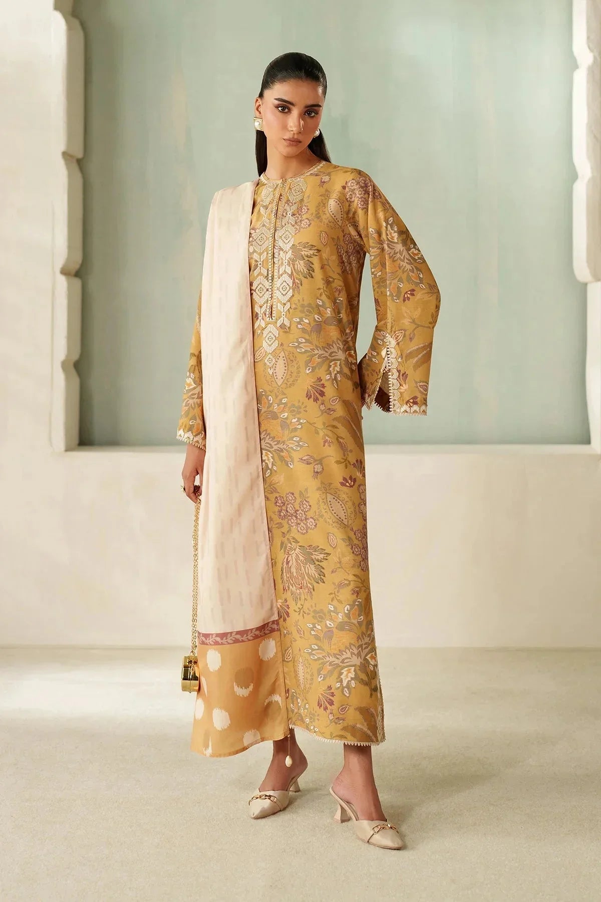 Baroque Printed Embroidered Lawn 3PC Unstitched Memon Clothes
