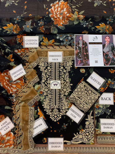 Zainab Chottani Digital Print 3 Pcs | Black