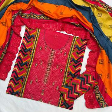 Bin Saeed Printed Embroidered 3PC Memon Clothes