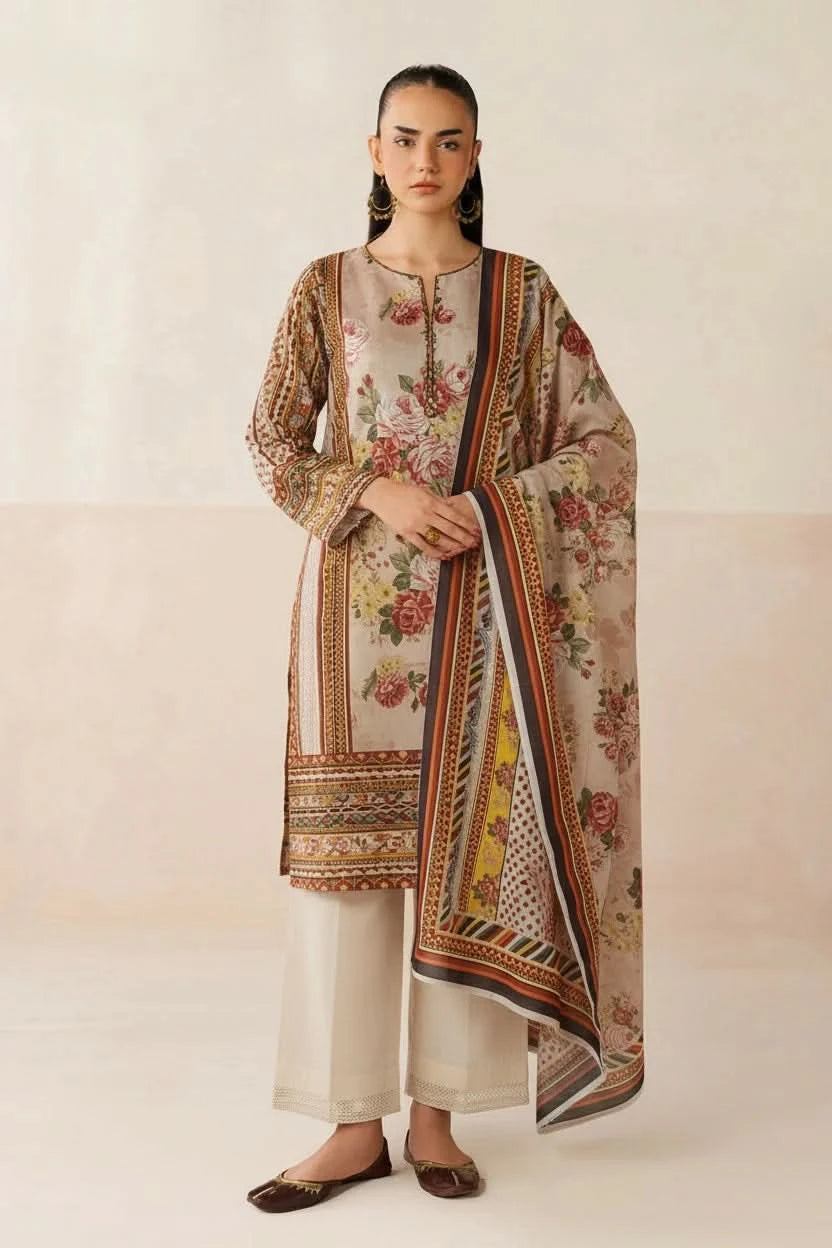 Baroque Digital Printed Lawn 3 PC