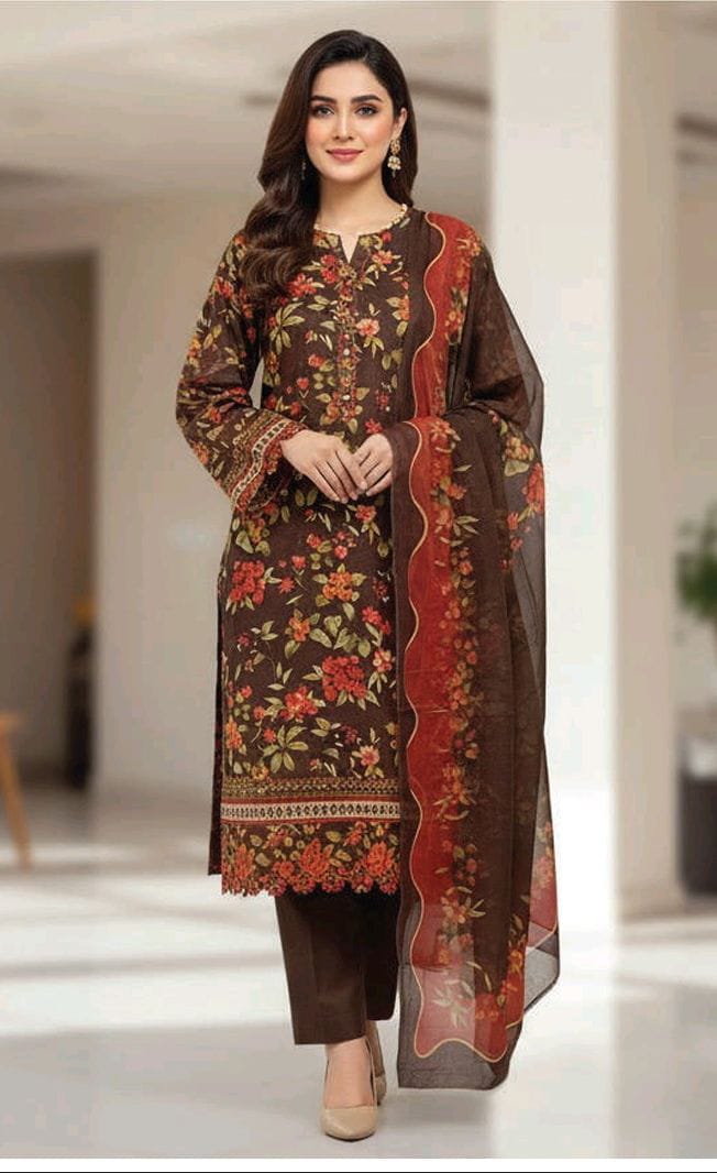 Baroque Digital Printed Lawn 3 PC