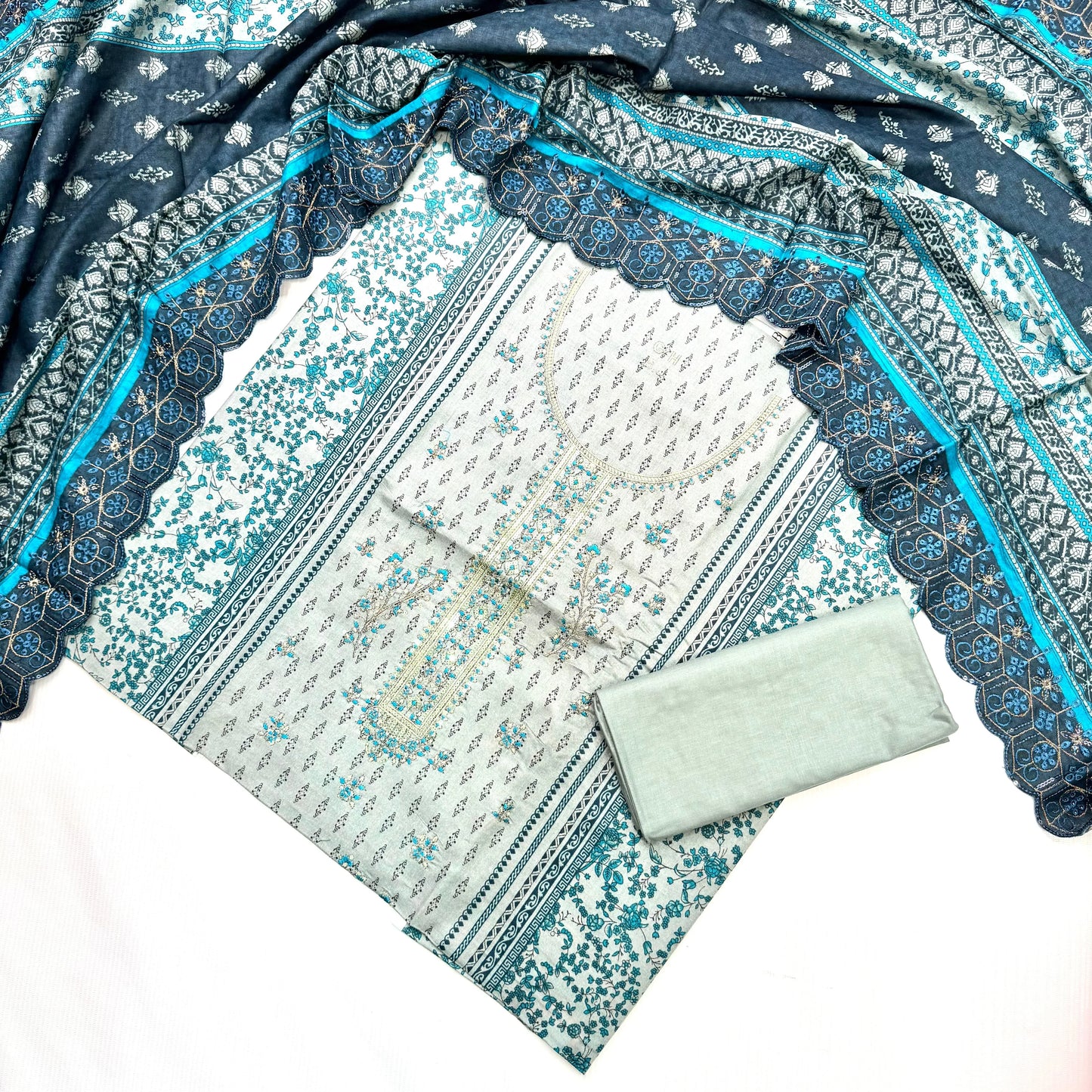 Bin Saeed Printed Embroidered 3PC Memon Clothes