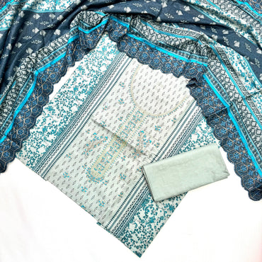 Bin Saeed Printed Embroidered 3PC Memon Clothes