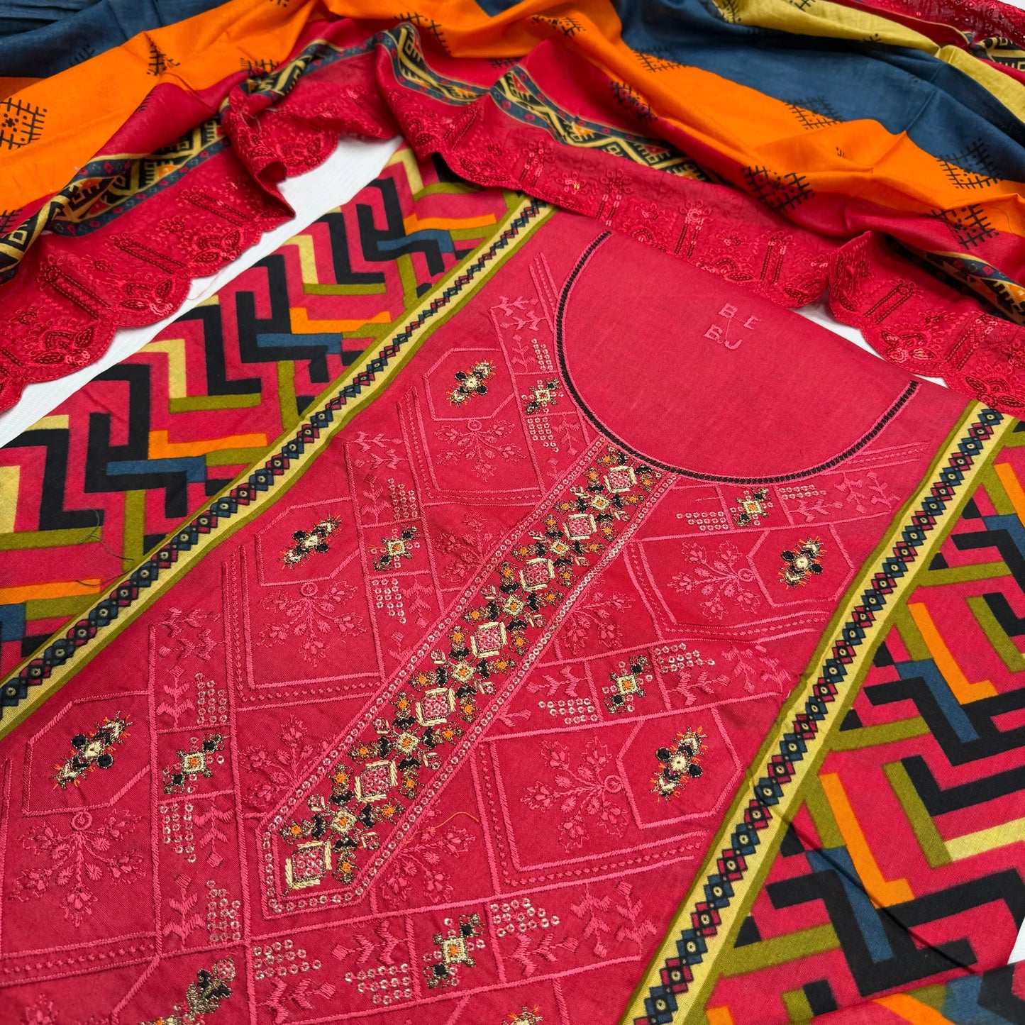 Bin Saeed Printed Embroidered 3PC Memon Clothes