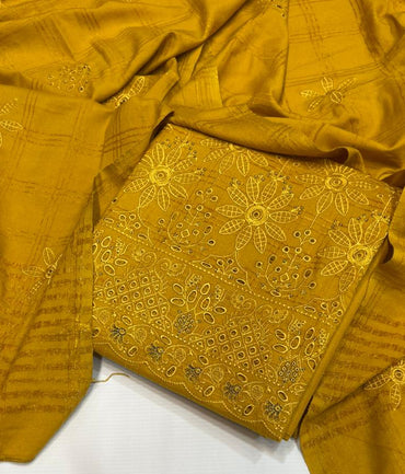Uzma Dhanak Embroidered 3Pc | Yellow
