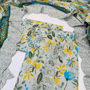 Bin Saeed Printed Embroidered 3PC Memon Clothes