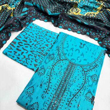 Bin Saeed Printed Embroidered 3PC Memon Clothes