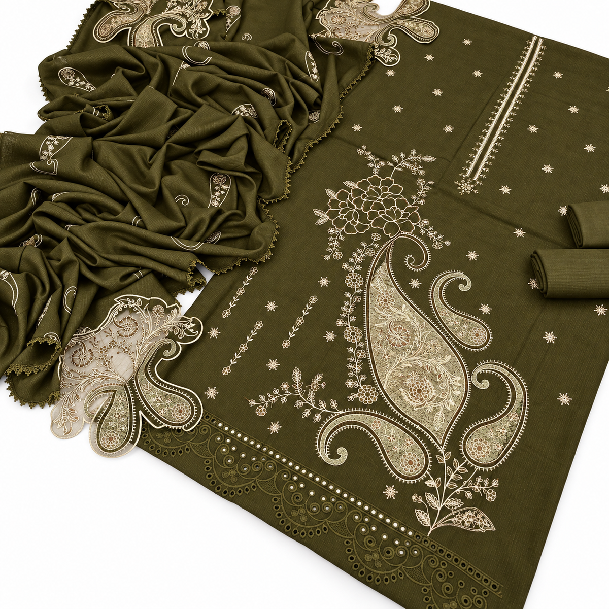 Dhanak Fancy Embroidered 3PC | VOL-1046