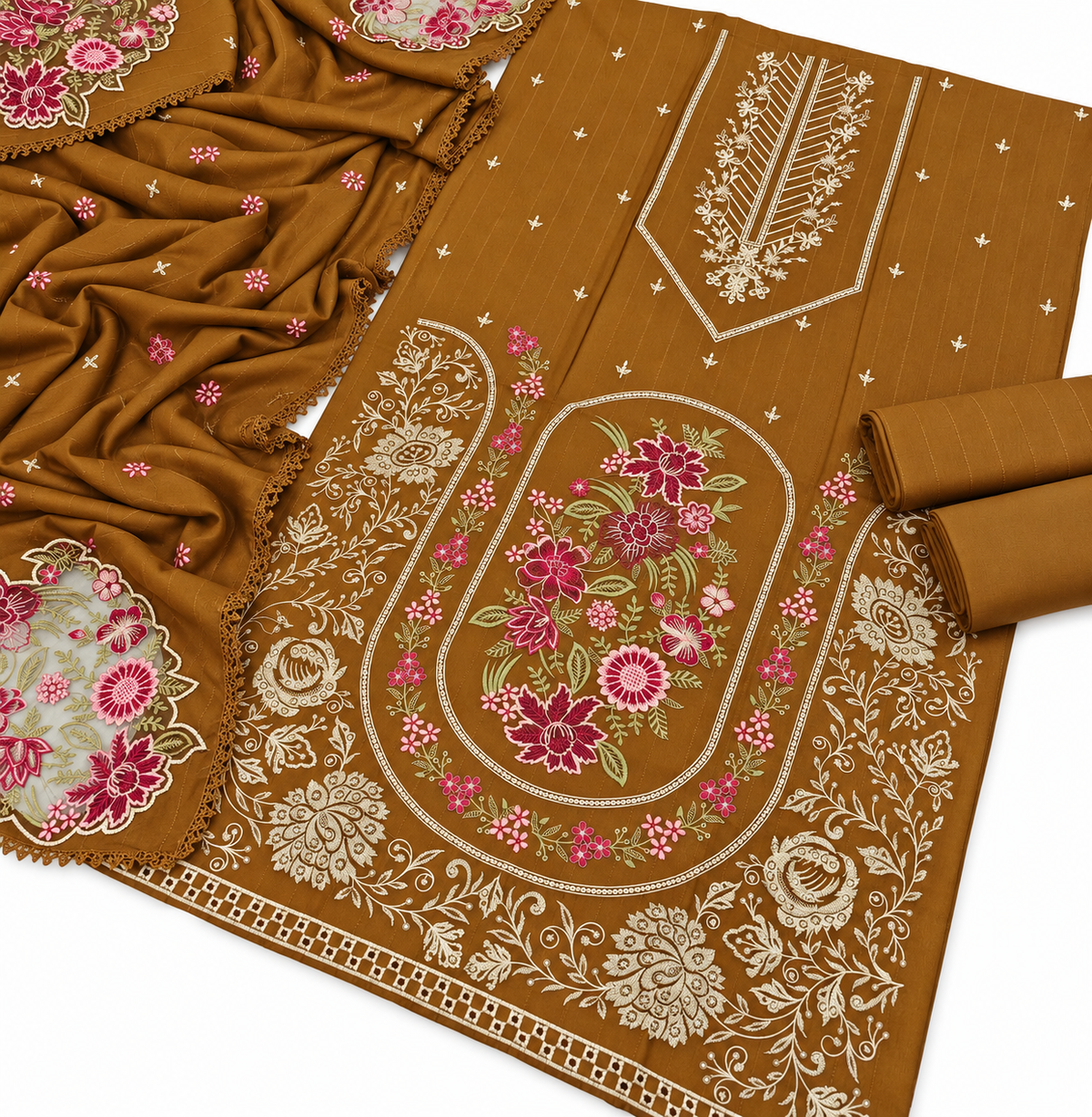 Dhanak Fancy Embroidered 3PC | VOL-1052