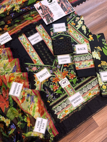 Maria B Digital Printed Lawn Embroidered Dress