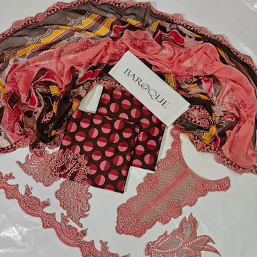 Baroque Printed Embroidered Lawn 3PC Unstitched Memon Clothes