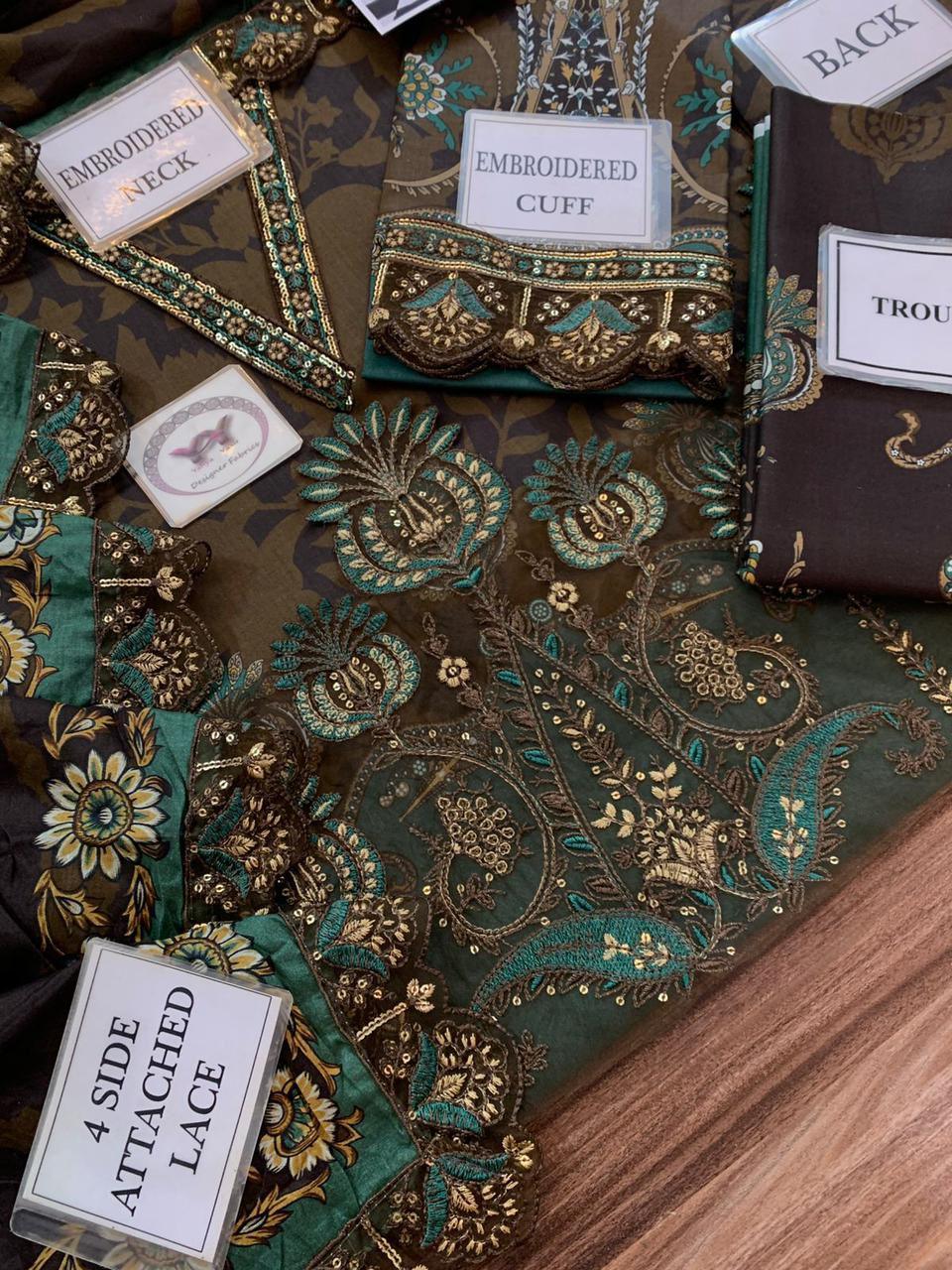 Maria B Embroidered Printed Lawn 3PC Unstitched Memon Clothes