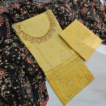 Luxury Branded Embroidered 3PC Suit Memon Clothes