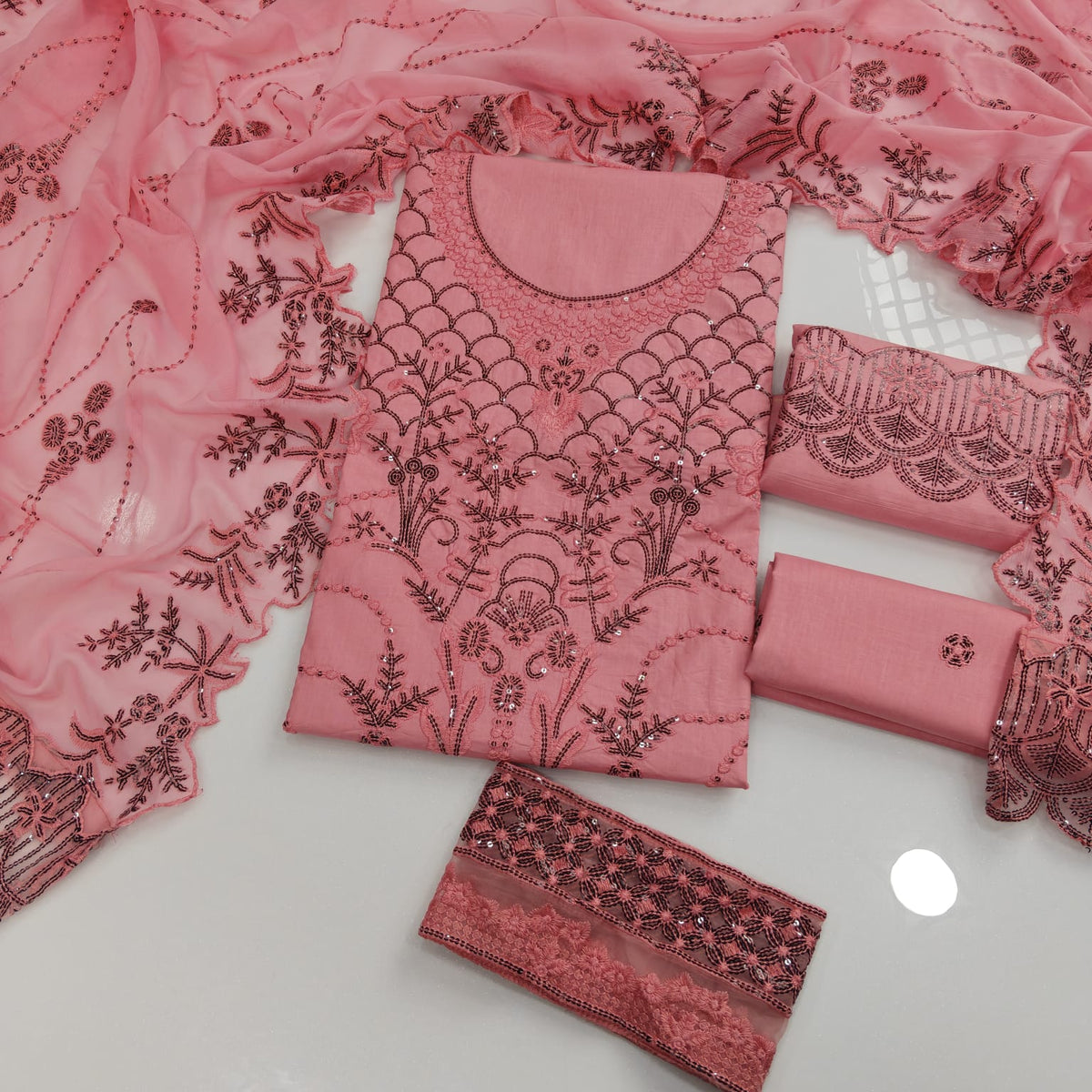 Party Wear Luxury Embroidered Cotton 3PC