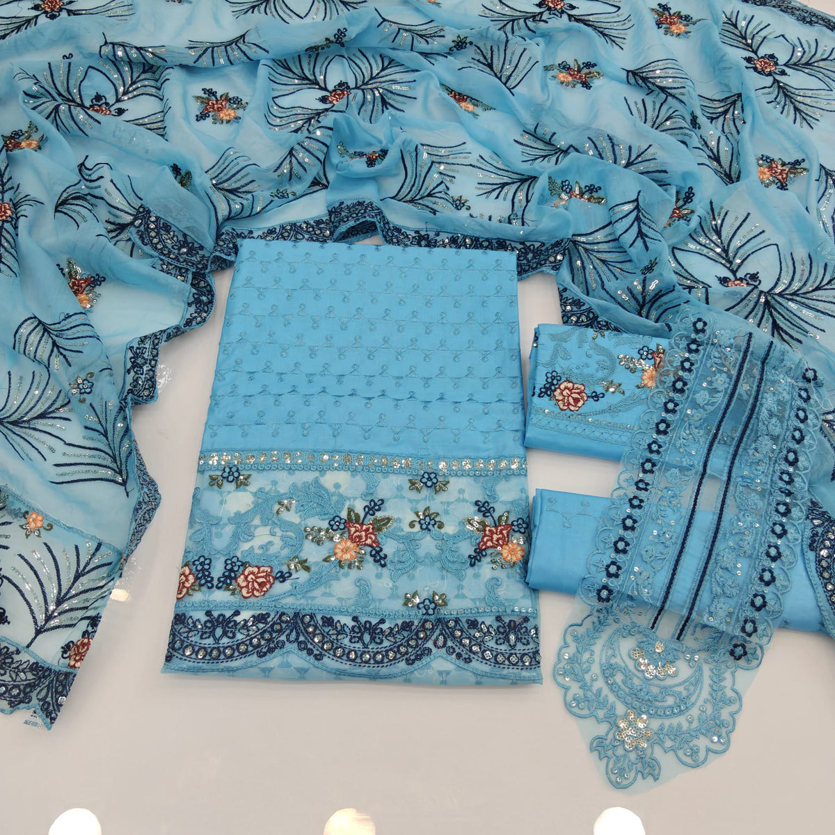 Party Wear Luxury Embroidered Cotton 3PC