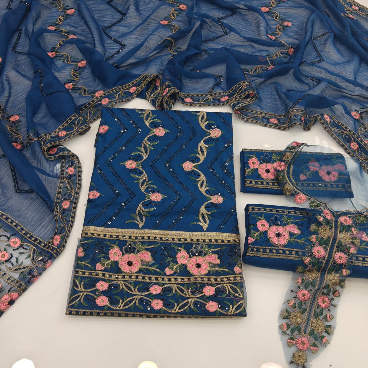 Party Wear Luxury Embroidered Cotton 3PC