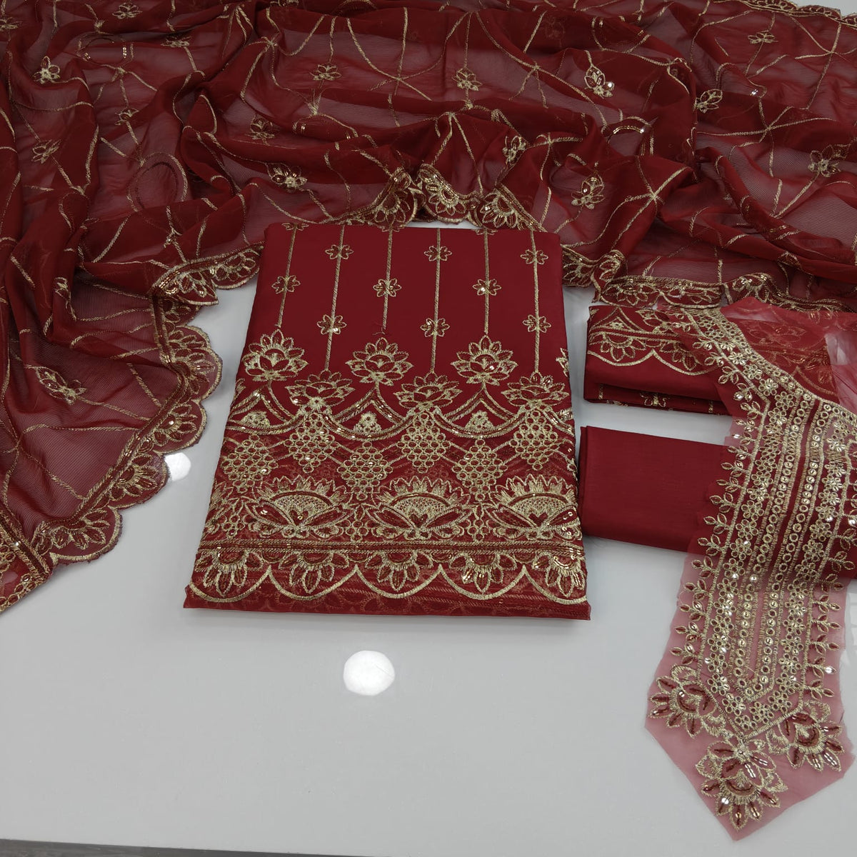 Party Wear Luxury Embroidered Cotton 3PC