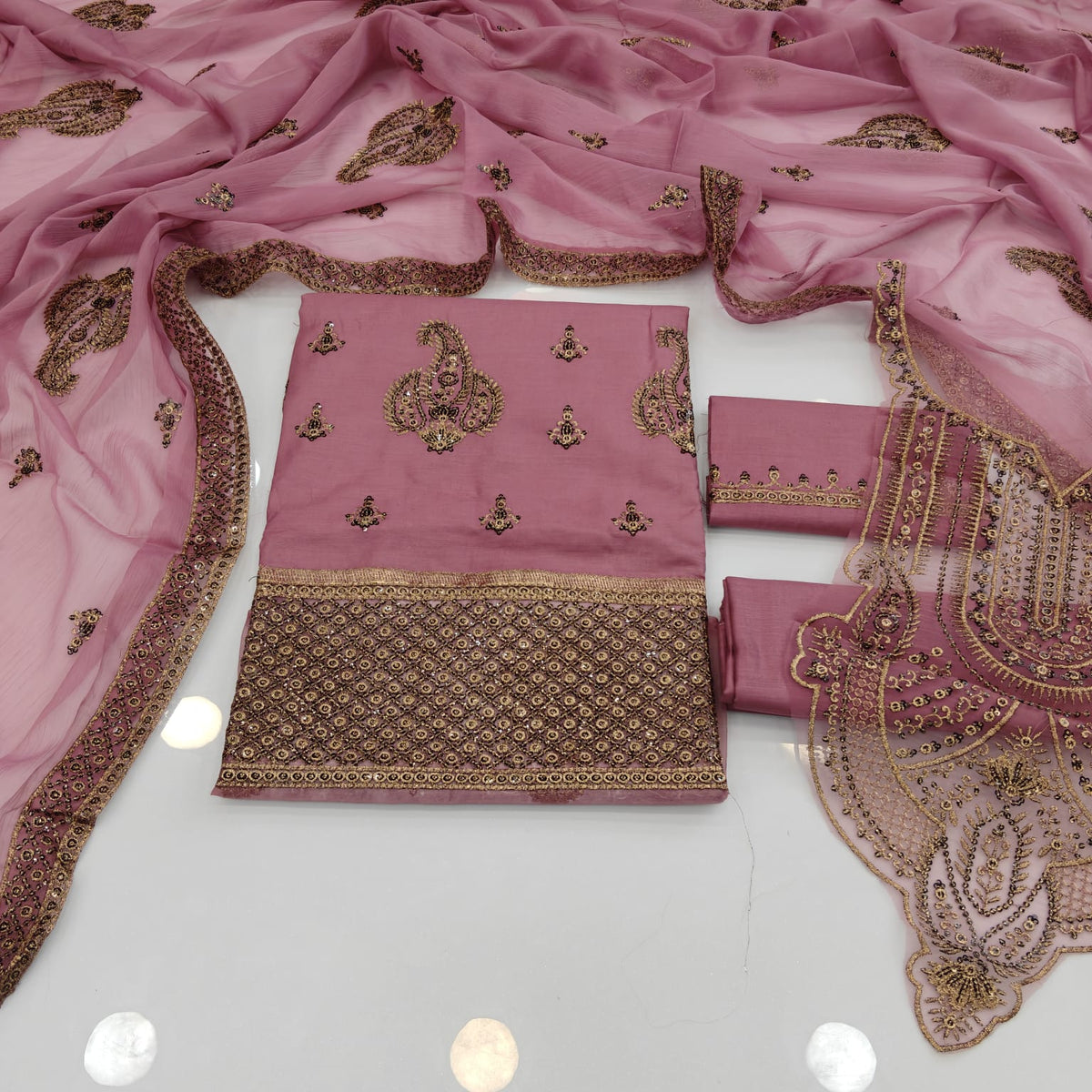 Party Wear Luxury Embroidered Cotton 3PC