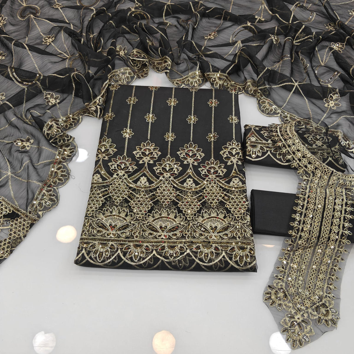 Party Wear Luxury Embroidered Cotton 3PC