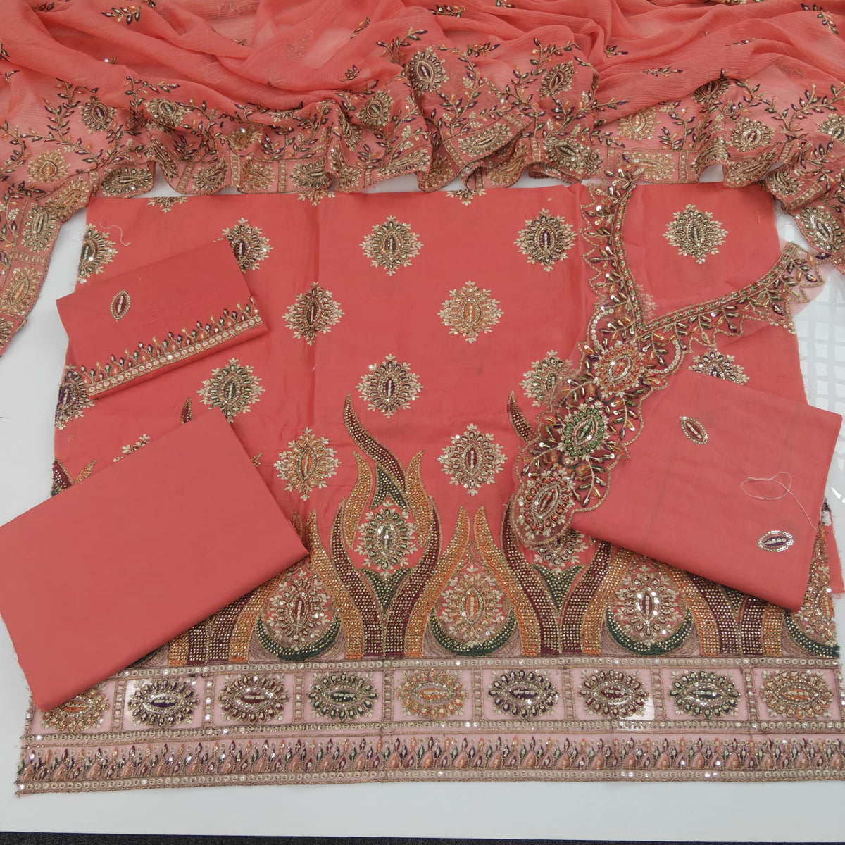 Party Wear Luxury Embroidered Cotton 3PC