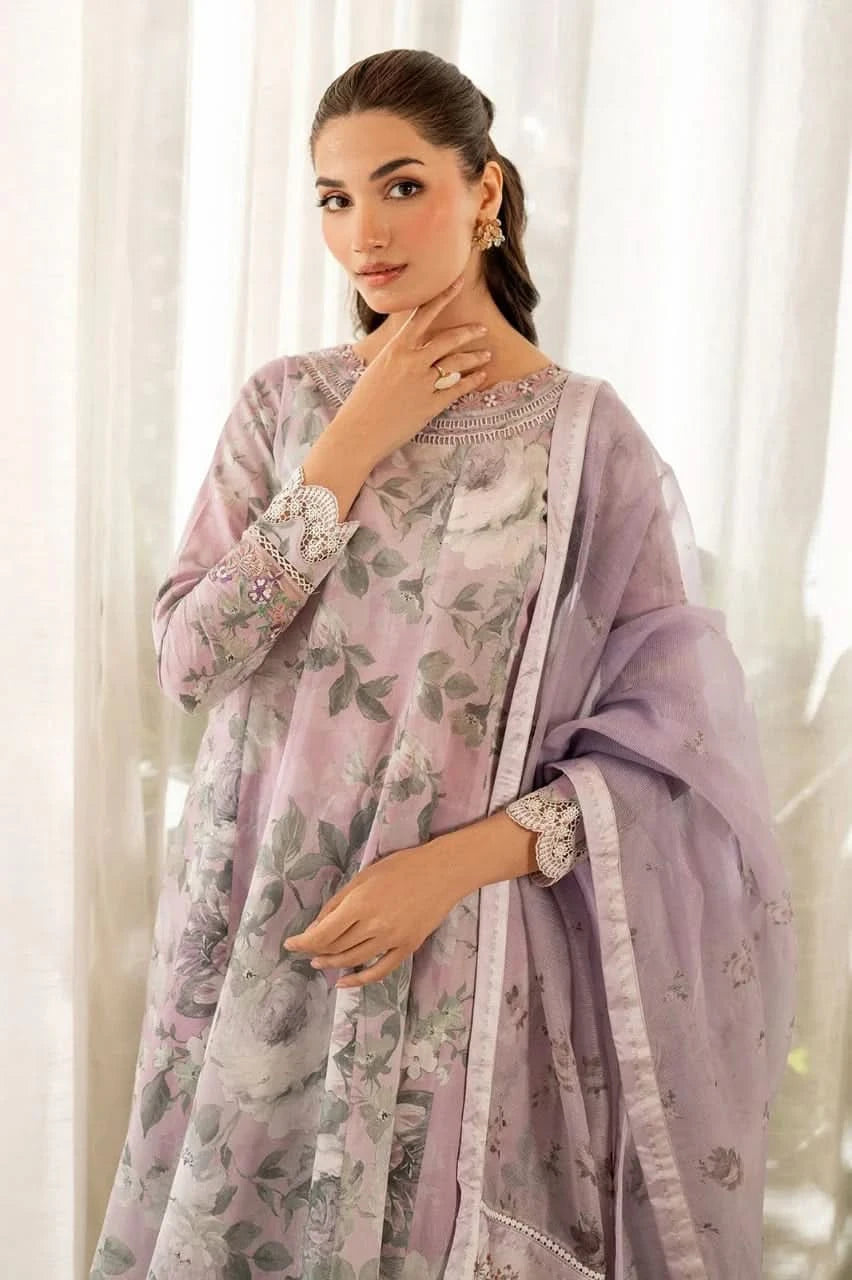 Baroque Printed Embroidered Lawn 3PC Unstitched Memon Clothes
