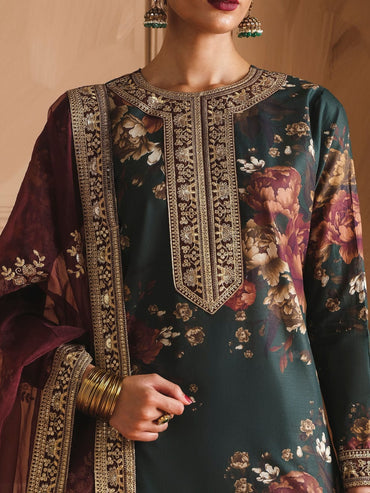 Iznik Printed Embroidered Lawn 3PC Unstitched Memon Clothes