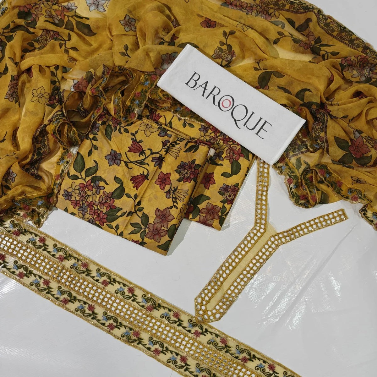 Baroque Printed Embroidered Lawn 3PC Unstitched Memon Clothes