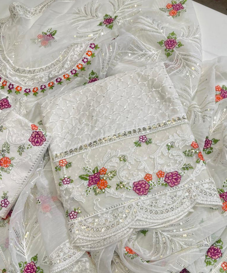 Maria B Fancy Embroidered Cotton 3Pc