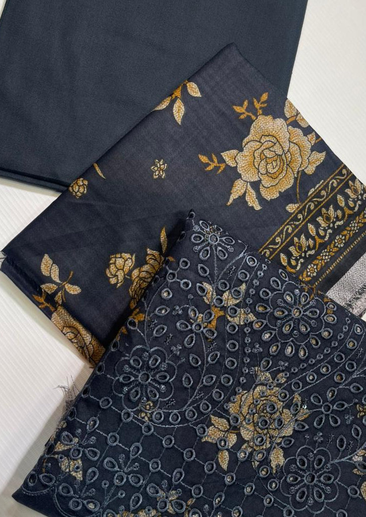 Dhanak Daman Chikankari Printed Embroidered 3Pc