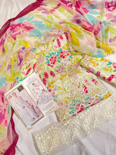 Afrozeh The Floral Charm Embroidered Lawn - Memon Clothes