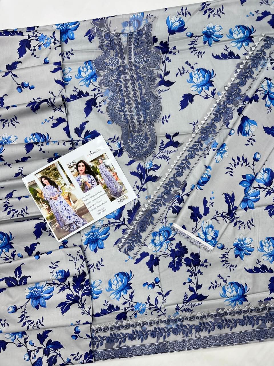 Aneela's Luxury Lawn Printed 3 Piece - Memon Clothes