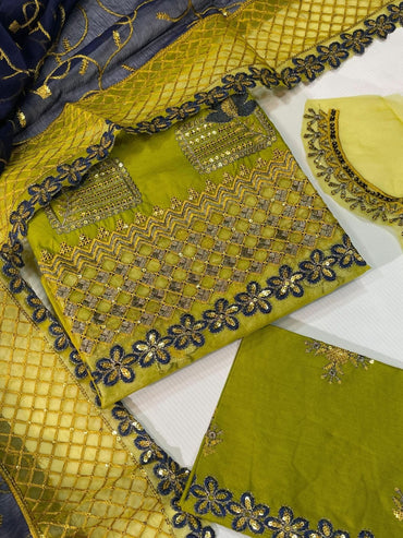 Anus Abrar Embroidered Cotton 3Pc - Memon Clothes