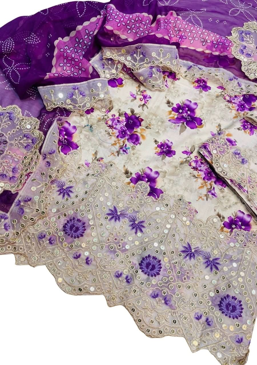 Baroque Printed Chikan Kari Lawn 3Pc - Memon Clothes