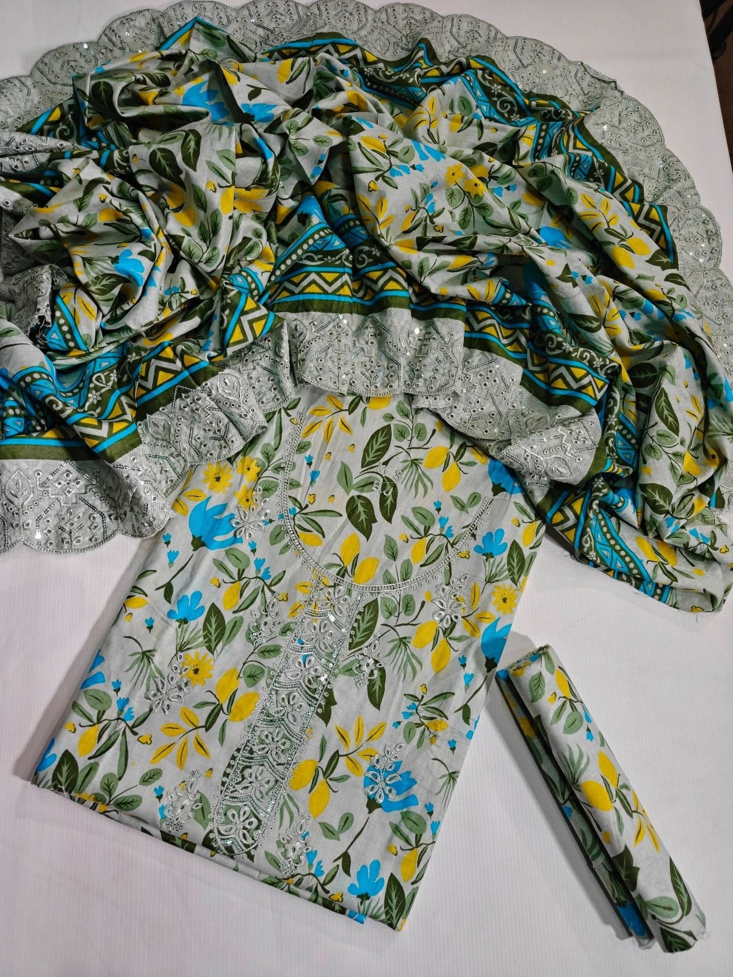 Bin Saeed Printed Embroidered Cotton 3PC - Memon Clothes