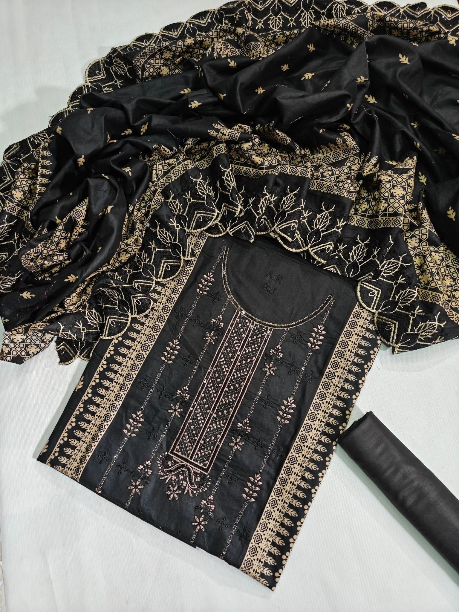 Bin Saeed Printed Embroidered Cotton 3PC - Memon Clothes