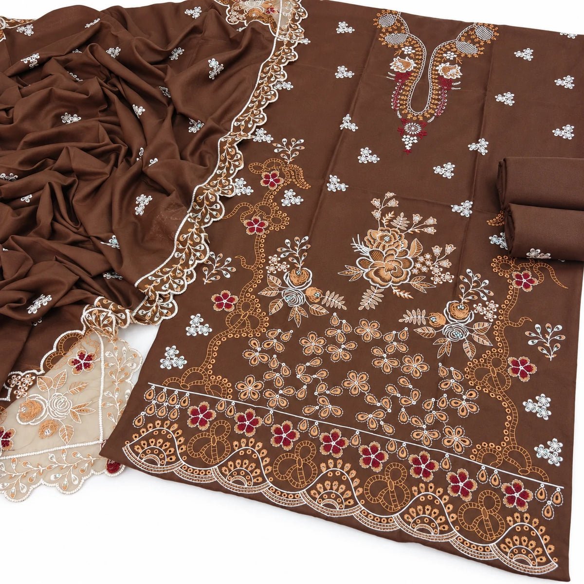 Dhanak Fancy Embroidered 3PC | VOL-2013