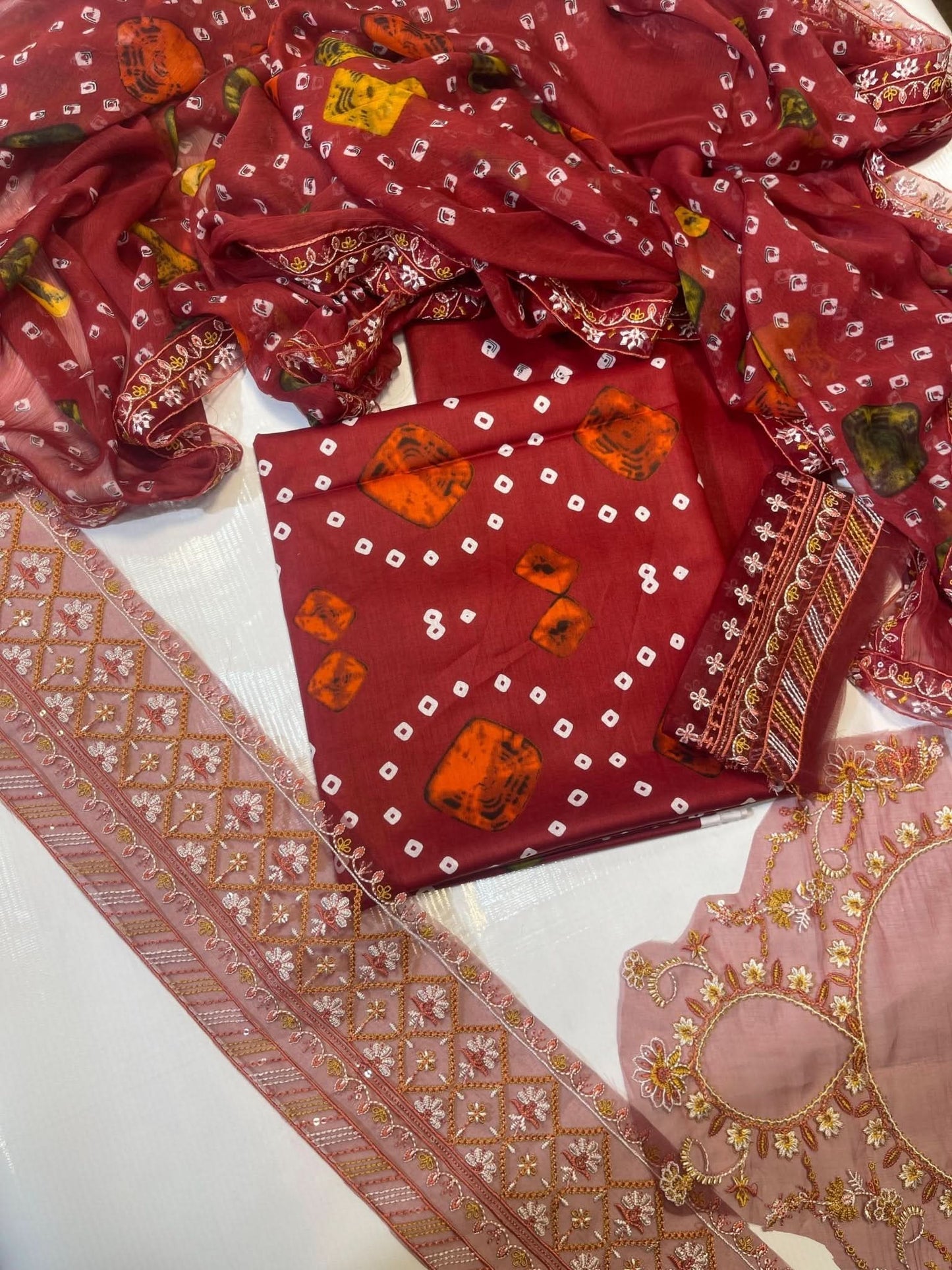 Chunri Aneelas Printed Embroidered - Memon Clothes