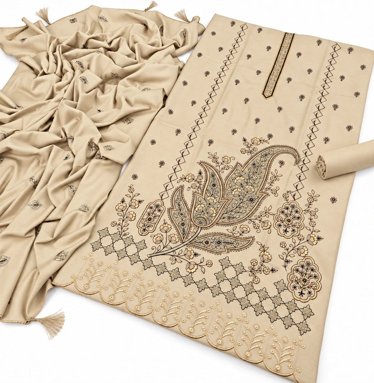 Dhanak Fancy Embroidered 3PC |