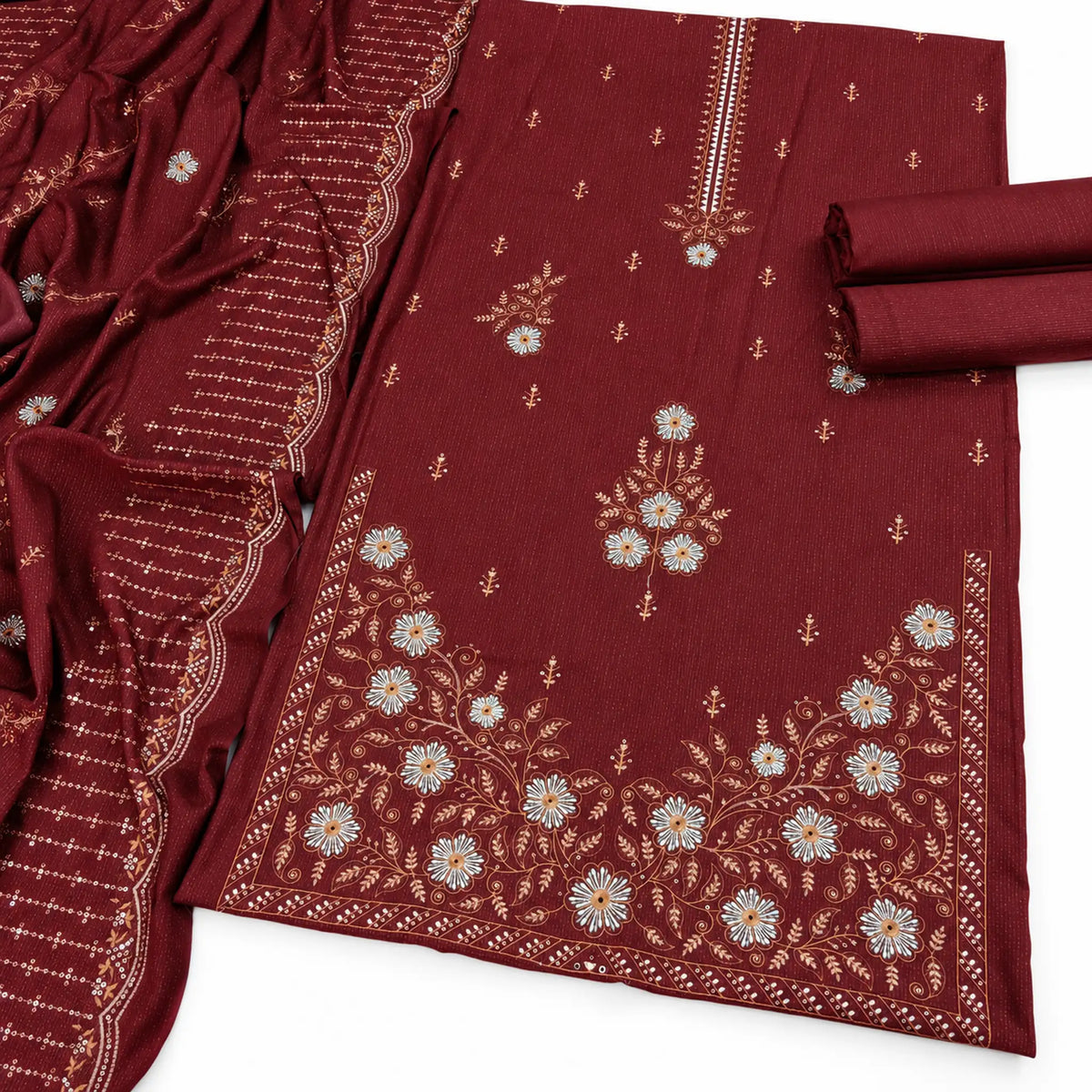 Dhanak Fancy Embroidered 3PC | VOL-1042
