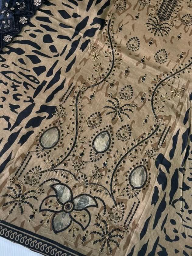 Heavy Embroidered Lazer Work Daman 3Pc - Memon Clothes