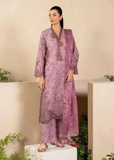 Iznik Unstitched in Mauve Pink Lawn 3 Pcs - Memon Clothes