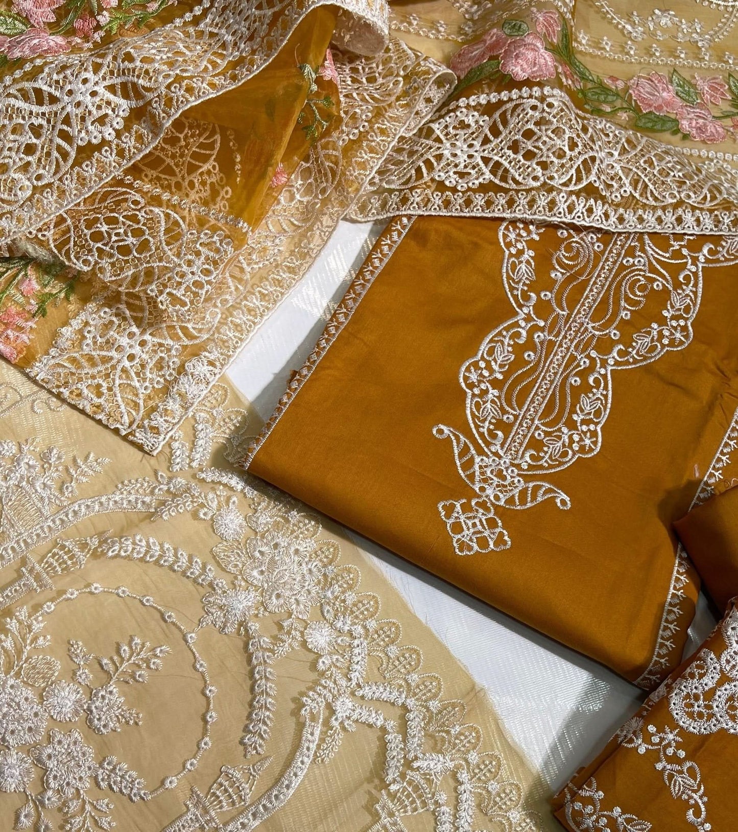 Kahf Embroidered Cotton Fancy 3PC - Memon Clothes