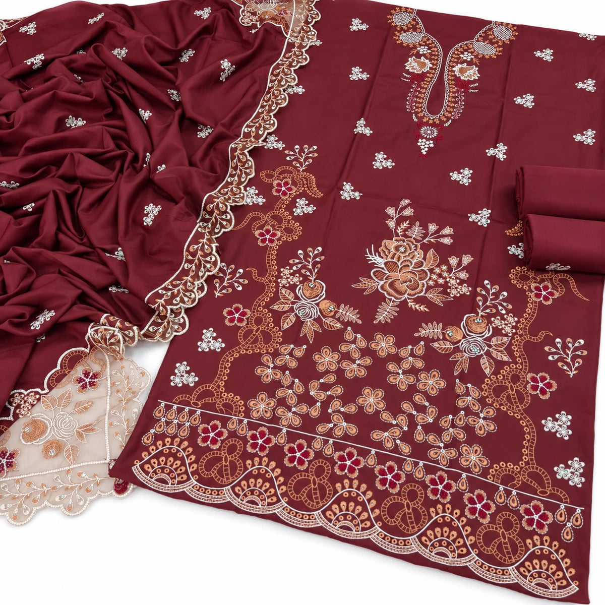 Dhanak Fancy Embroidered 3PC | VOL-2013
