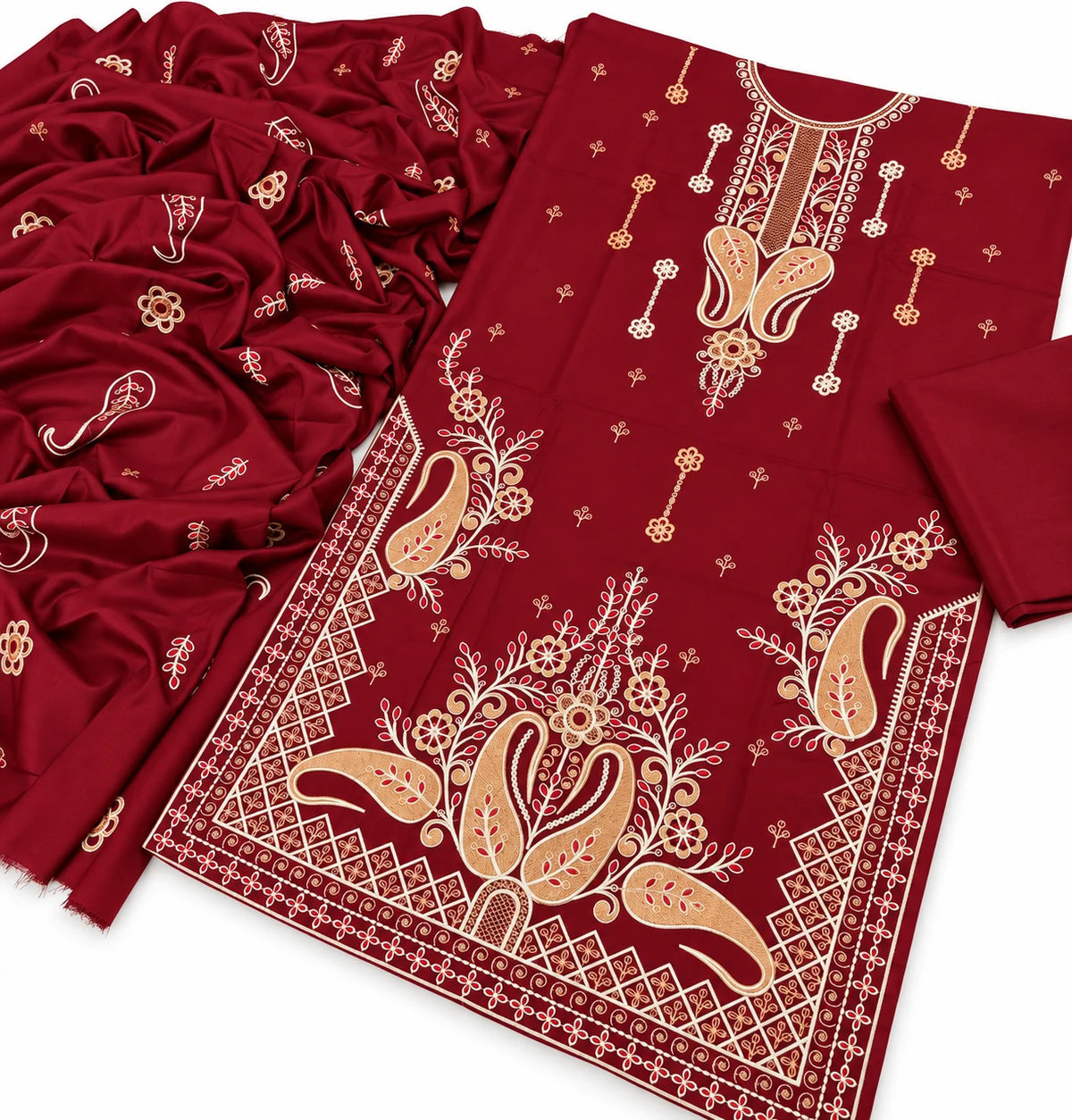 Dhanak Fancy Embroidered 3PC |