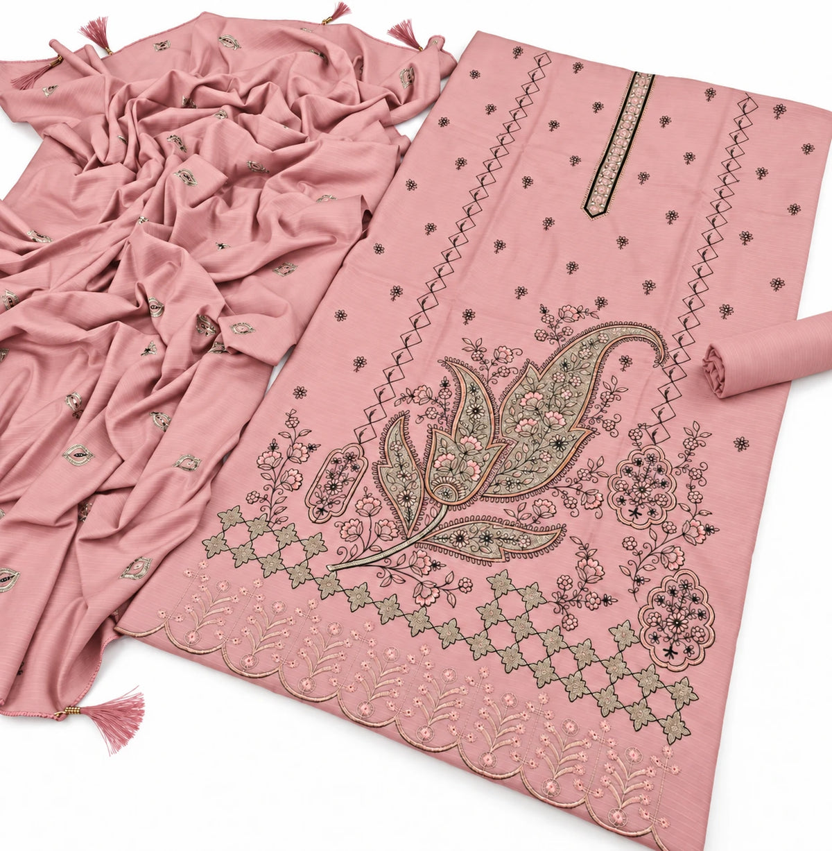 Dhanak Fancy Embroidered 3PC |