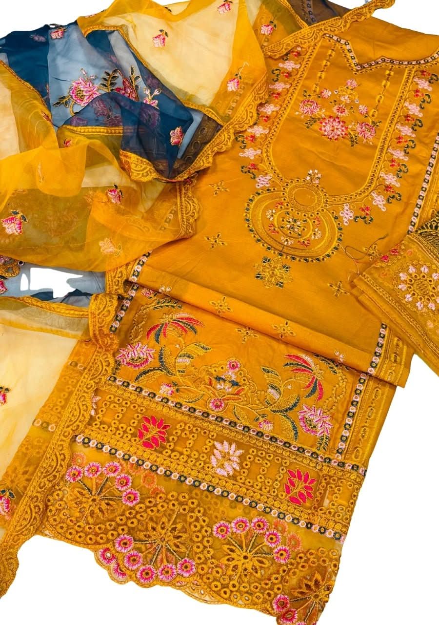 Ramsha Cotton Fancy 3 Pcs Unstitched - Memon Clothes