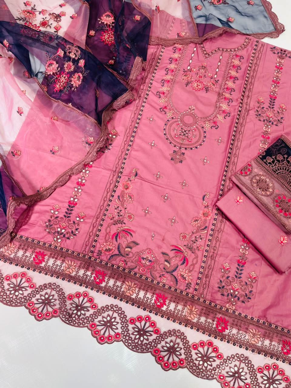 Ramsha Embroidered Cotton | Pink - Memon Clothes